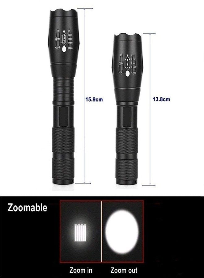 JAMUNESH مصباح يدوي قابل لإعادة الشحن من جامونيش، 5 أوضاع إضاءة فائقة السطوع بتقنية Cree LED، مقاوم للماء، طاقة عالية مع تركيز قابل للتعديل ومجموعة إعادة شحن للطوارئ (أسود) - Image 5